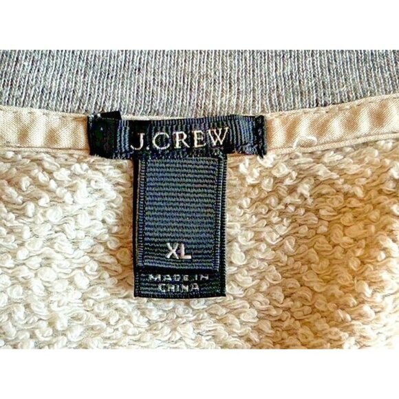 XL Woman J CREW Gray Crew Neck‎ Gold Hearts Cotton Sweater Preppy School Basic - Picture 3 of 5